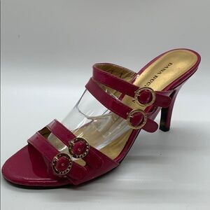 Dana Bachman pink straps slip on heels